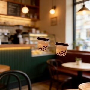 Dainty S925 Bubble Tea Stud Earrings Trendy Boba Lovers Gift